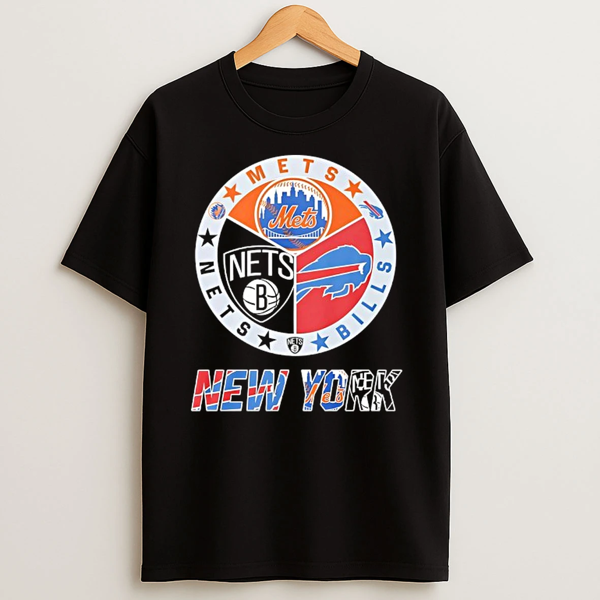 New York Mets Brooklyn Nets And Buffalo Bills Mashup Logo Shirts