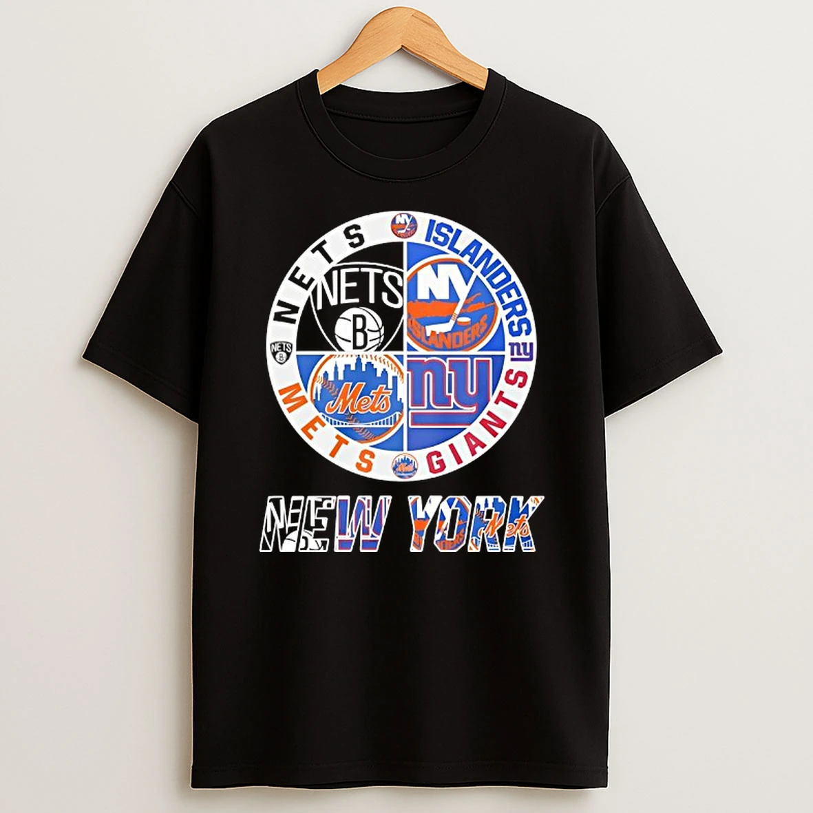 New York Nets New York Islanders New York Mets New York Giants Mashup Logo Shirts