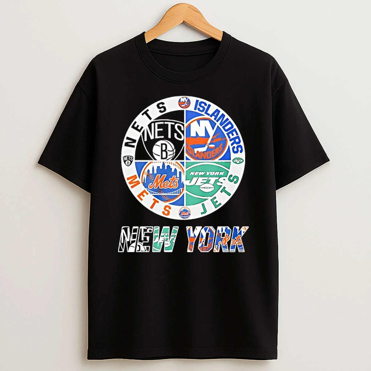 New York Nets New York Islanders New York Mets New York Jets Mashup Logo Shirts