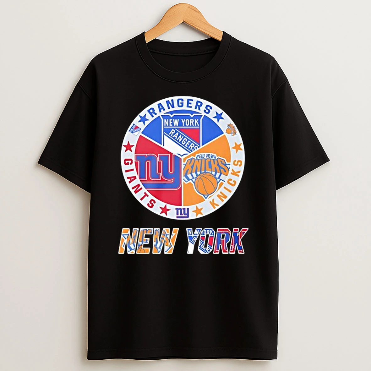 New York Rangers New York Giants New York Knicks Mashup Logo Shirts