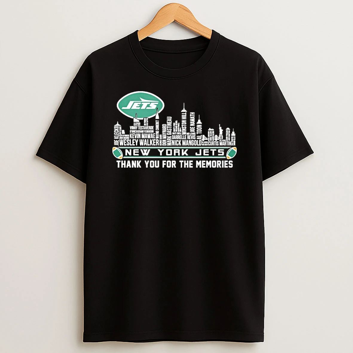 New York Skyline X New York Jets Typo Team Name Shirts