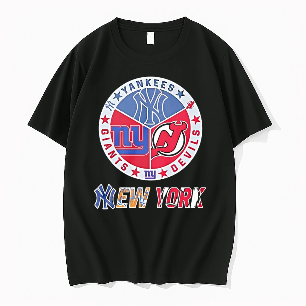 New York Yankees New York Giants And New Jersey Devils Mashup Logo Shirts