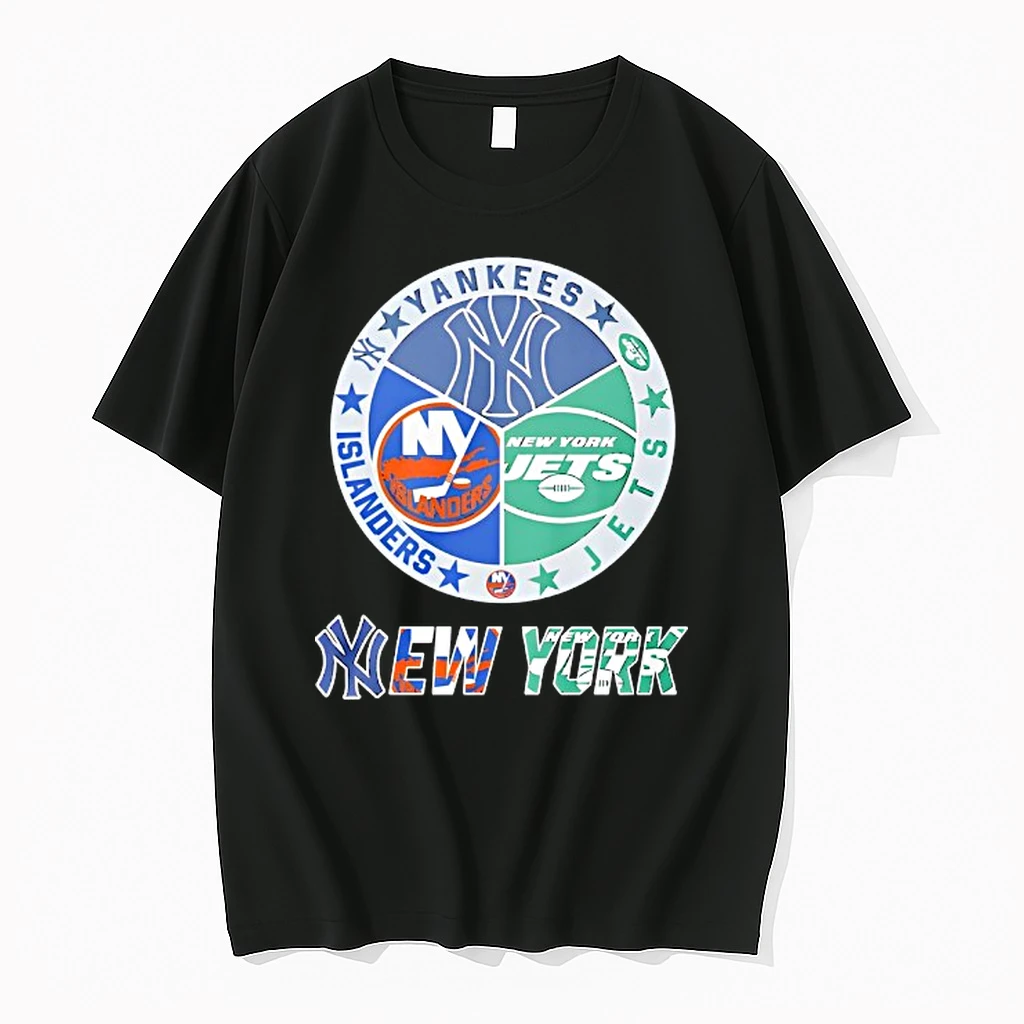 New York Yankees New York Islanders New York Jets And New York Knicks Mashup Logo Shirts