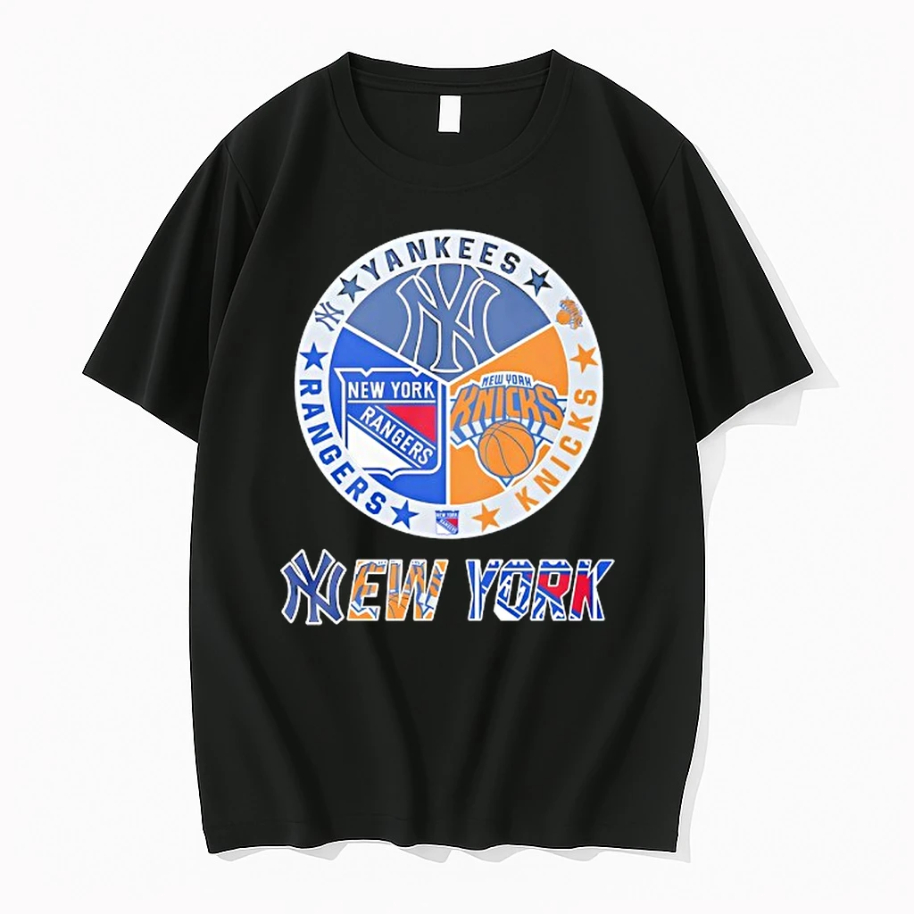 New York Yankees New York Rangers New York Knicks Mashup Logo Shirts