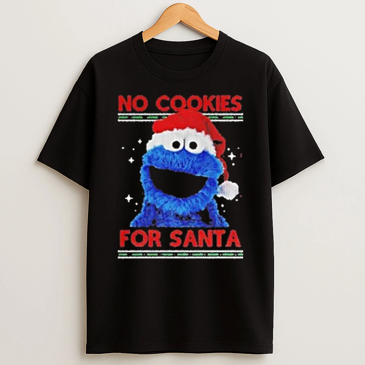 No Cookies For Santa Cookie Monster Muppet Ugly Christmas Shirts