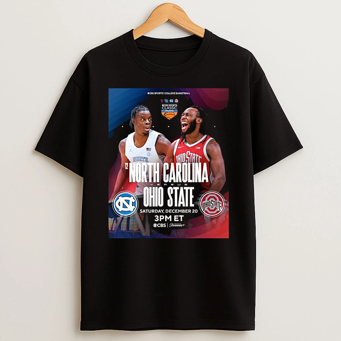 North Carolina Vs Ohio State December 20 2025 Cbs Sports Classic At State Farm Arena Shirts