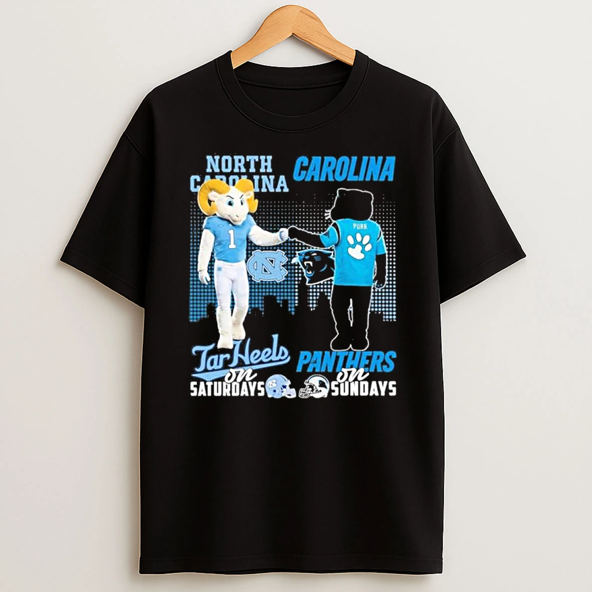 North Carolina Tar Heels Vs Carolina Panthers Mascot On Saturdays And On Sundays Shirts