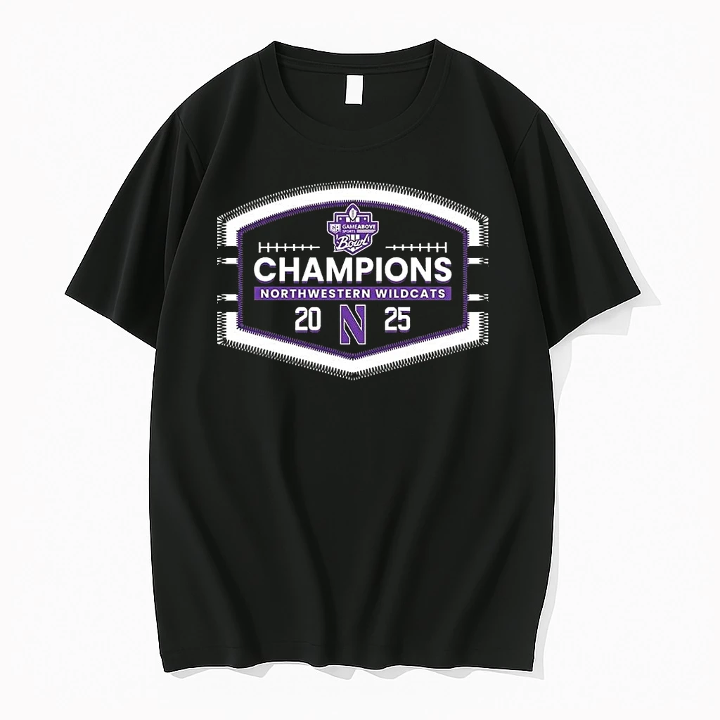 Northwestern Wildcats Gameabove Sports Bowl Champions Ncaa 2025 Football Shirts