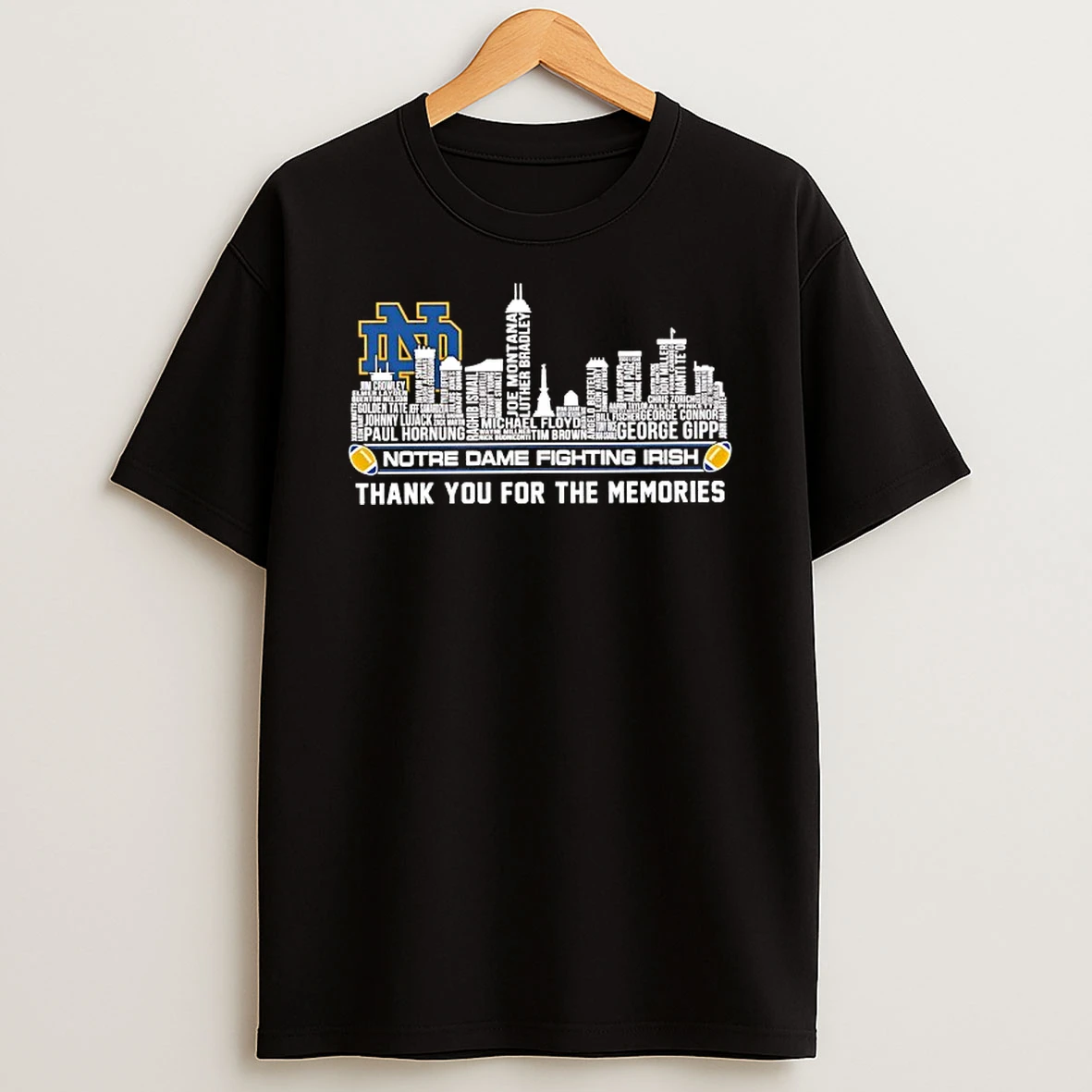 Notre Dame Fighting Irish All Name Of Legends City Skyline Thank You For The Memories Shirts