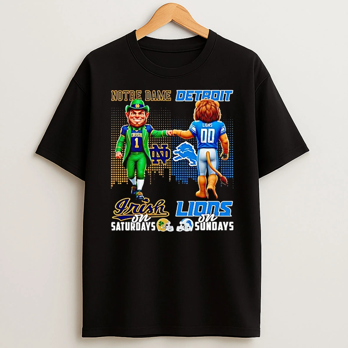 Notre Dame Fighting Irish On Saturdays Vs Detroit Lions On Sundays Shirts