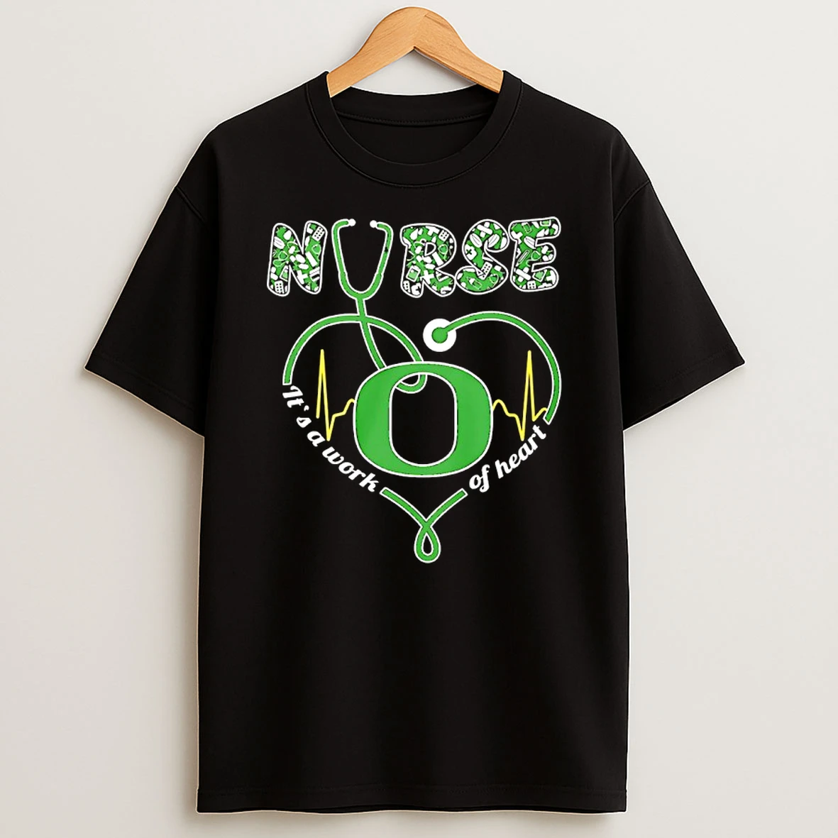 Nurse Its A Work Of Heart Oregon Ducks Logo Shirts