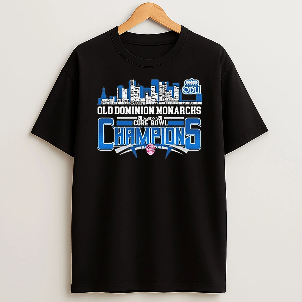 Odu Monarchs Skyline Players Name 2025 Cure Bowl Champions Shirts