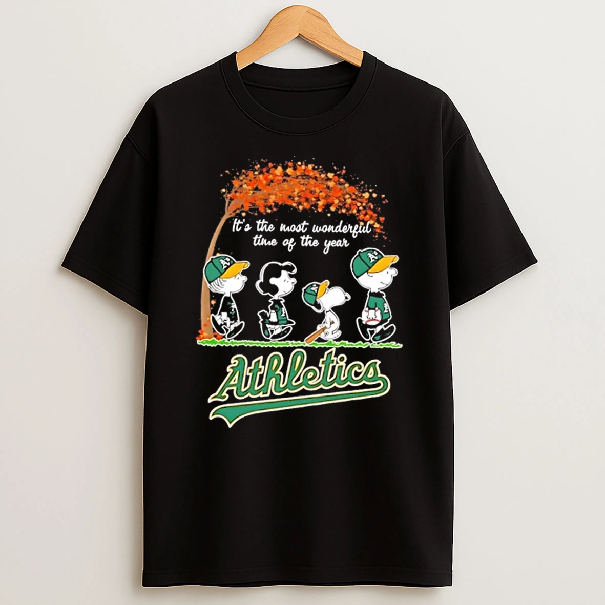 Oakland Athletics X Peanuts Snoopy And Friends Autumn Its The Most Wonderful Time Of The Year Shirts