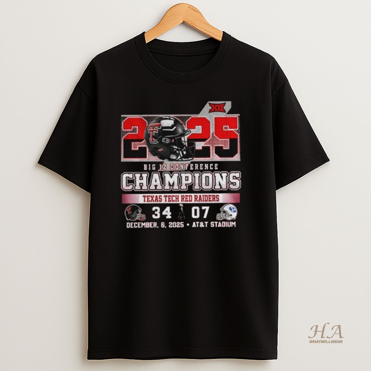 Official 2025 Big 12 Conference Champions Texas Tech Red Raiders 34 Byu Cougars 07 T Shirt