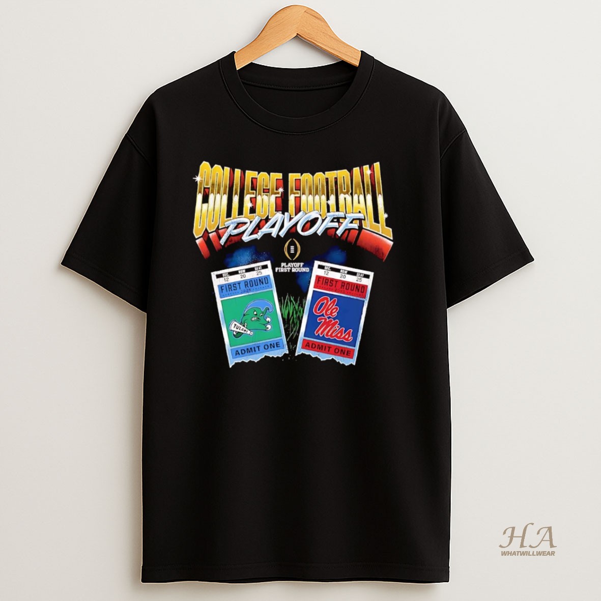 Official 2025 Cfp First Round Ole Miss Rebels Vs Tulane Green Wave Shirt