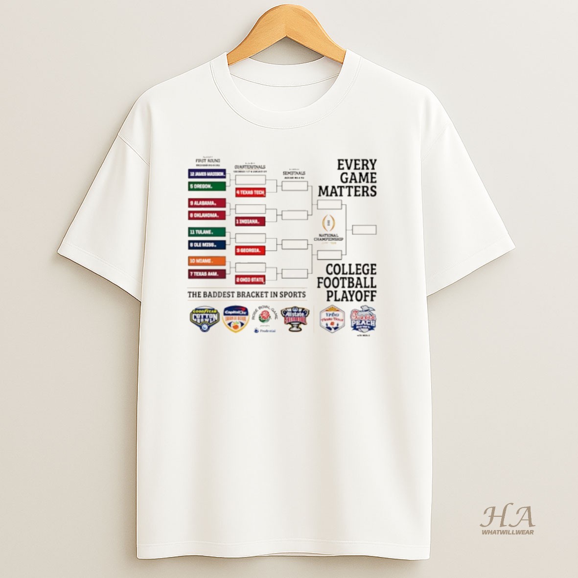 Official 2025 Every Game Matters And College Football Playoff Brackets Christmas Shirt