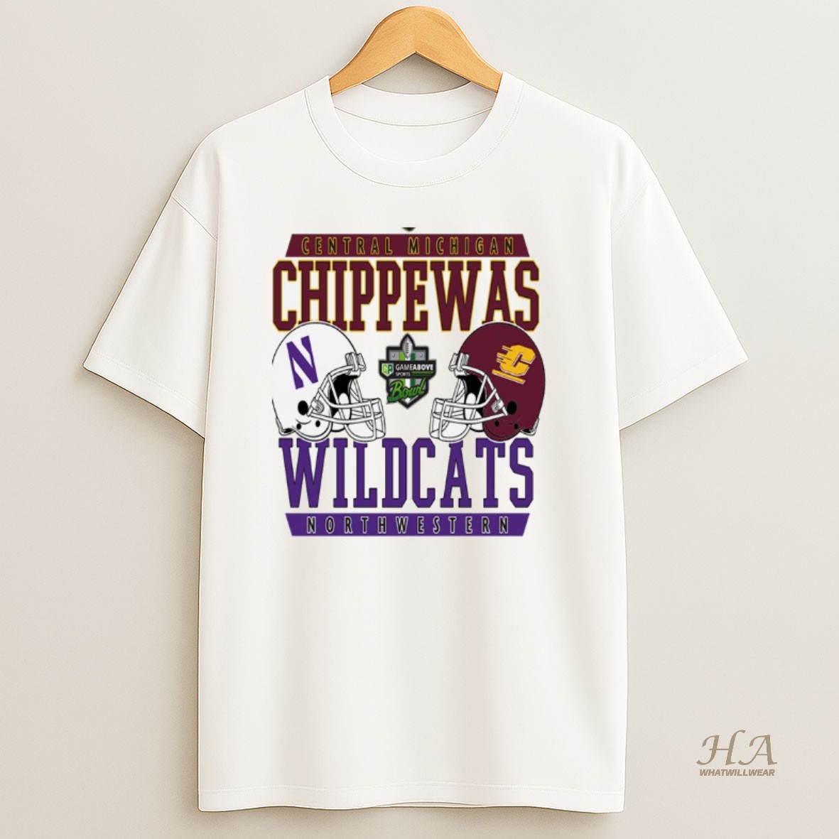 Official 2025 Gameabove Sports Bowl Northwestern Wildcats Vs Central Michigan Chippewas Central Michigan H2h T Shirt