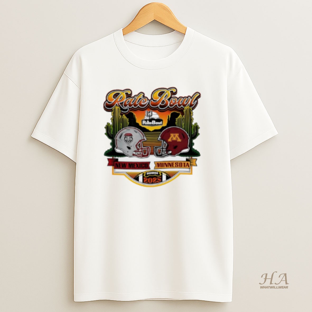 Official 2025 Rate Bowl Cactus Clash New Mexico Lobos Vs Minnesota Golden Gophers Matchup T Shirt