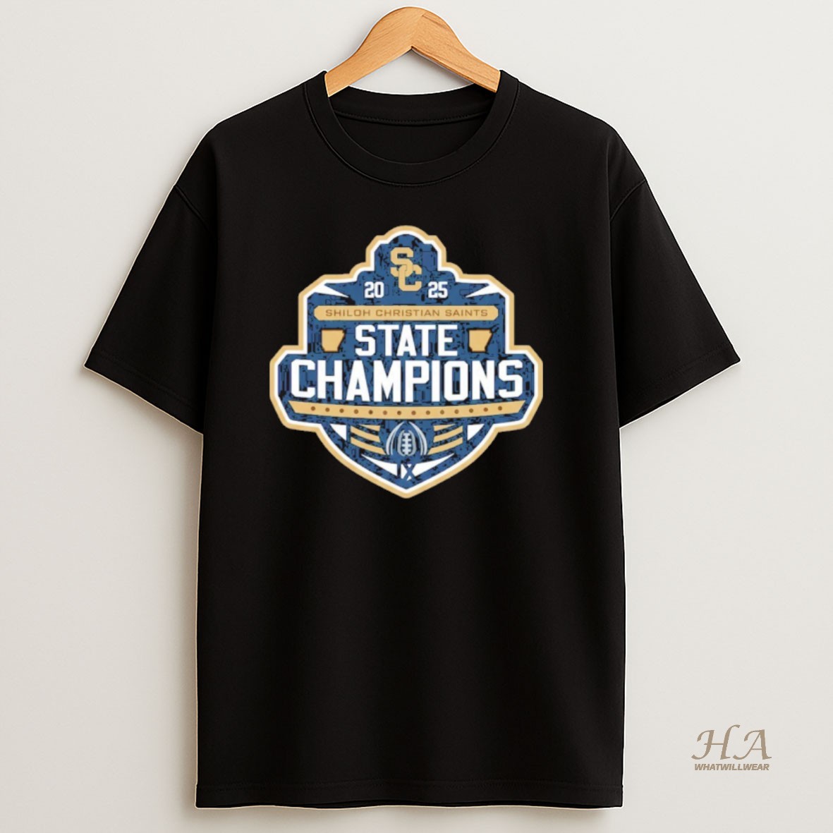 Official 2025 Shiloh Christian Saints State Champions Football Logo T Shirt