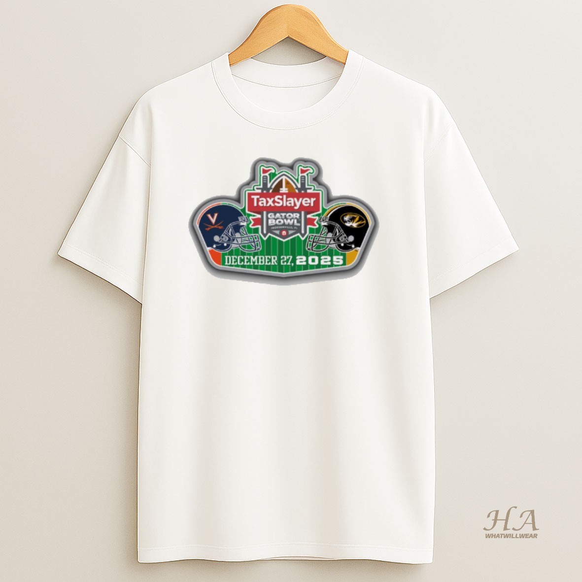 Official 2025 Taxslayer Gator Bowl Virginia Cavaliers Vs Missouri Tigers Commemorative December 27 Logo T Shirt