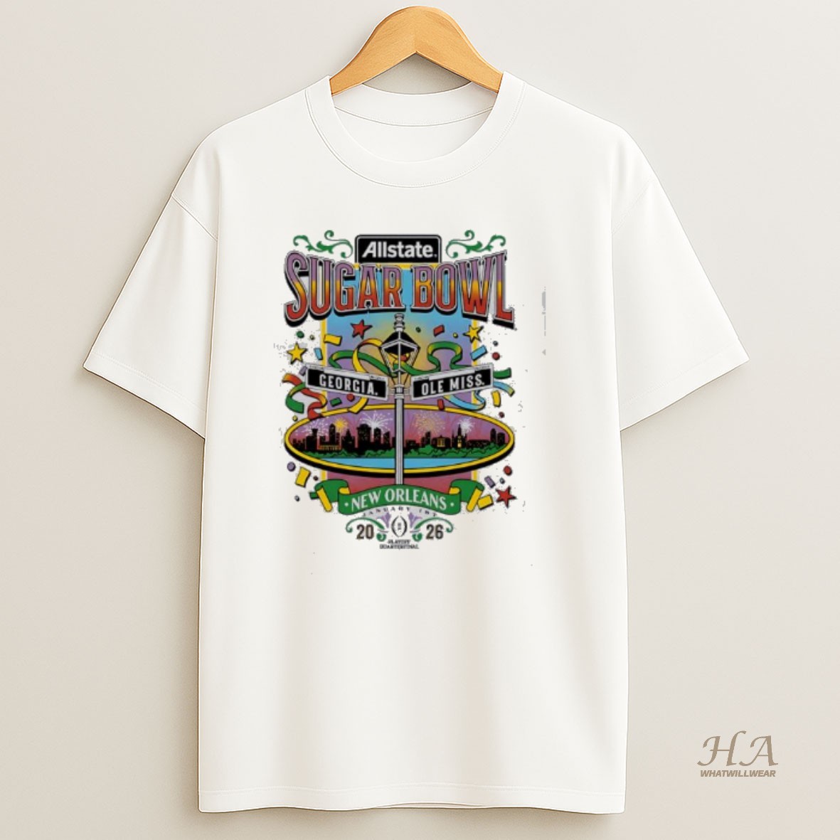 Official 2026 Allstate Sugar Bowl Georgia Ole Miss New Orleans T Shirt
