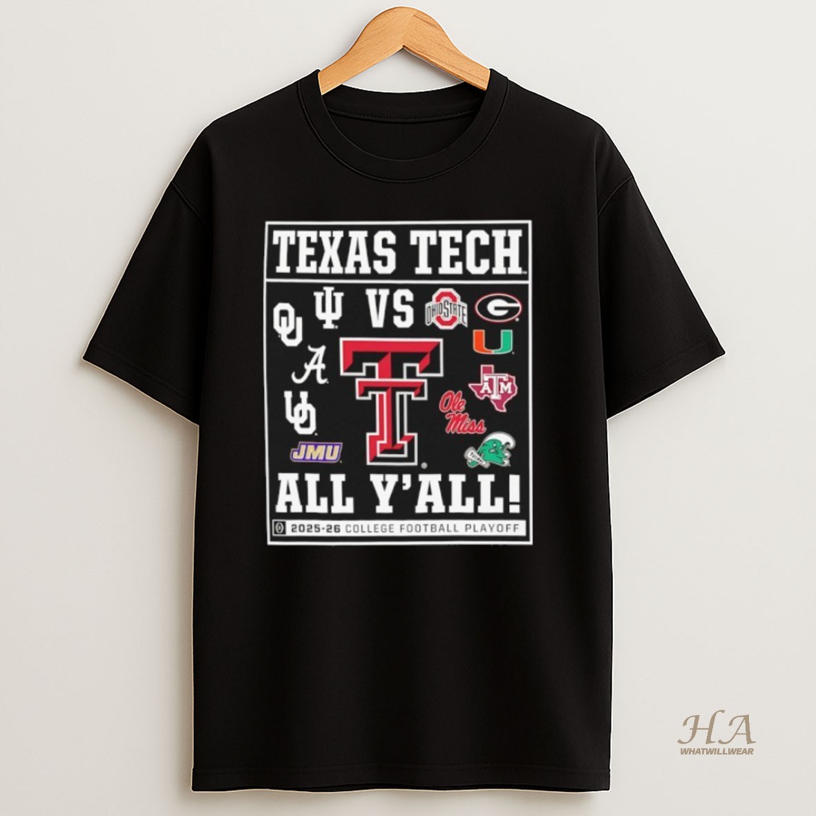Official 3sk9abxd Texas Tech Red Raiders Vs All Yall 2025 2026 Cfp Framed 12 Team Shirt