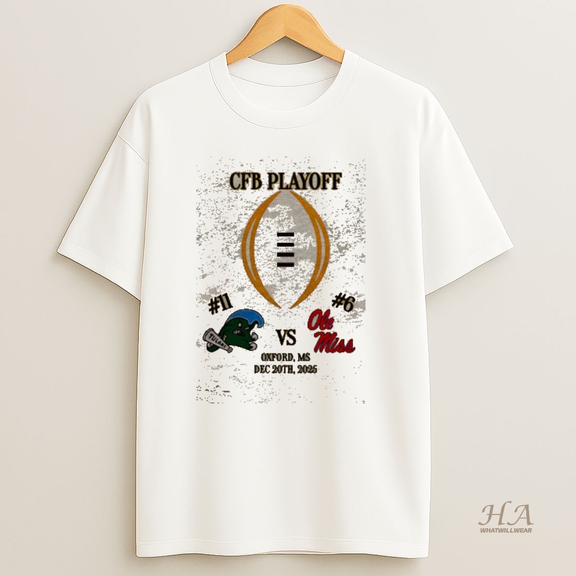 Official 6qc9wf7o Tulane Vs Ole Miss 2025 Cfp First Rd Playoff Game 3 2 Sided T Shirt