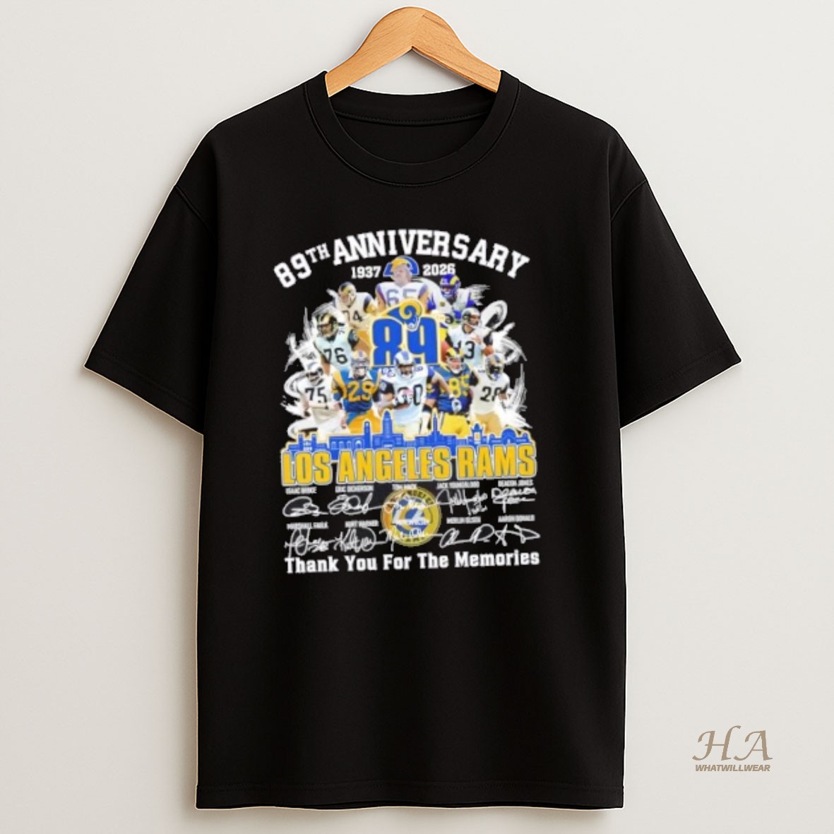 Official 89th Anniversary 1937 2026 Los Angeles Rams Isaac Bruce And Legends Thank You For The Memories Skyline T Shirt