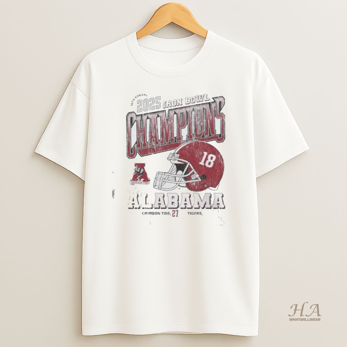 Official Alabama Crimson Tide 2025 Iron Bowl Champions 27 20 Score Helmet Shirt