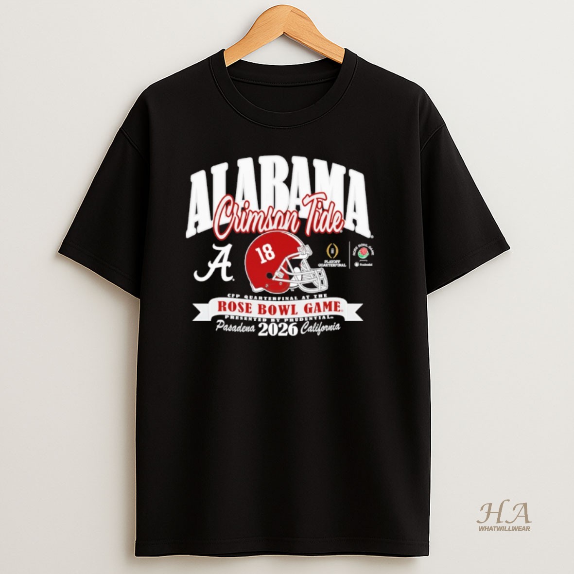 Official Alabama Crimson Tide 2026 Cfp Quarterfinal At The Rose Bowl Game Presented By Prudential Pasadena Ca Helmet T Shirt