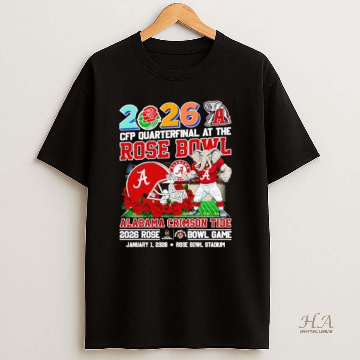 Official Alabama Crimson Tide 2026 Cfp Quarterfinal At The Rose Bowl Mascot T Shirt