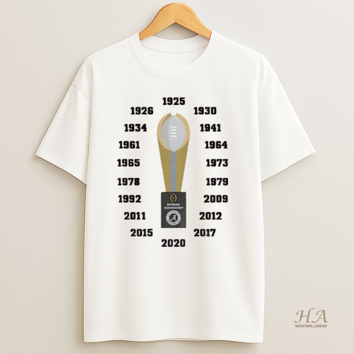 Official Alabama Crimson Tide Football National Championships 1925 2020 T Shirt