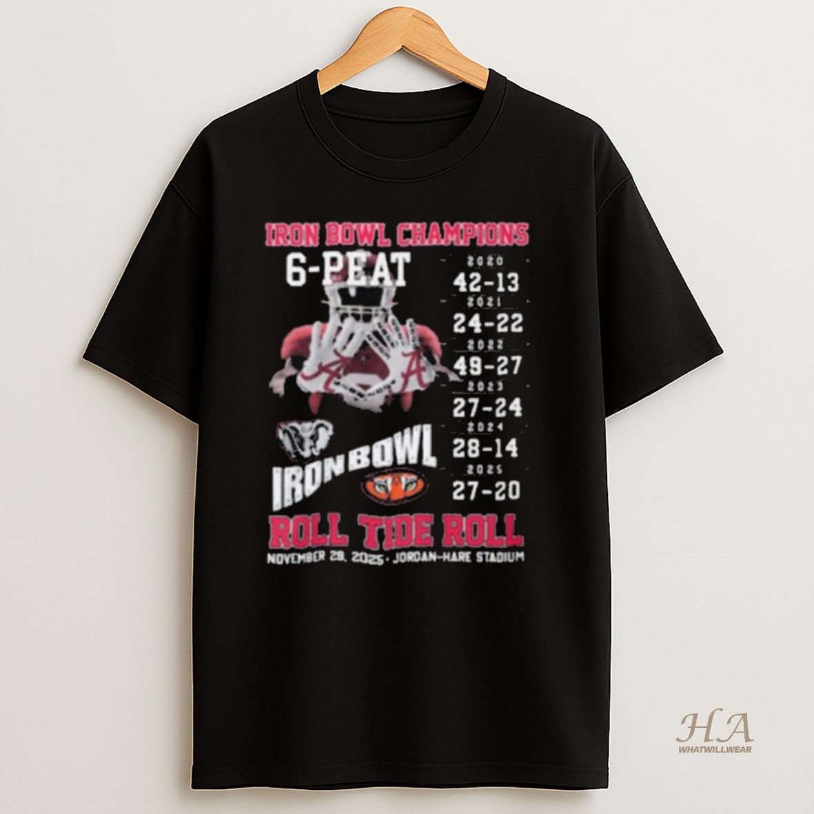 Official Alabama Crimson Tide Iron Bowl 2020 2025 Six Time Champions Long Sleve Shirt