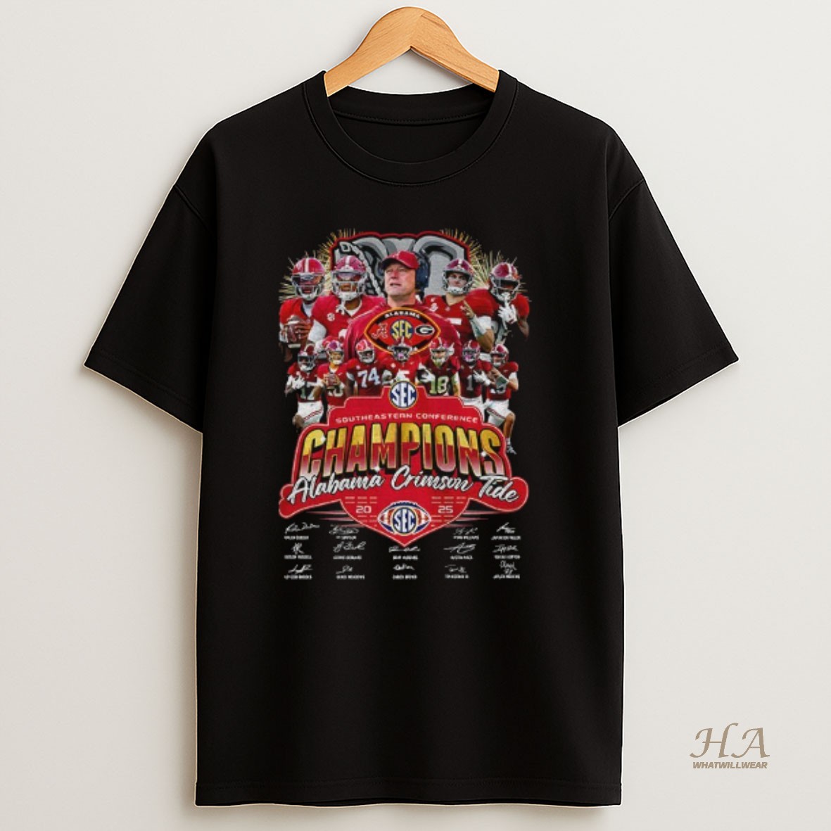 Official Alabama Crimson Tide Southeastern Conference 2025 Sec Southeastern Conference Champions Signatures T Shirt