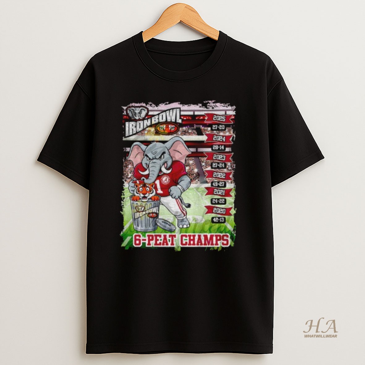 Official Alabama Crimson Tide Beat Auburn Tigers Iron Bowl 6 Peat Champs 2025 T Shirt