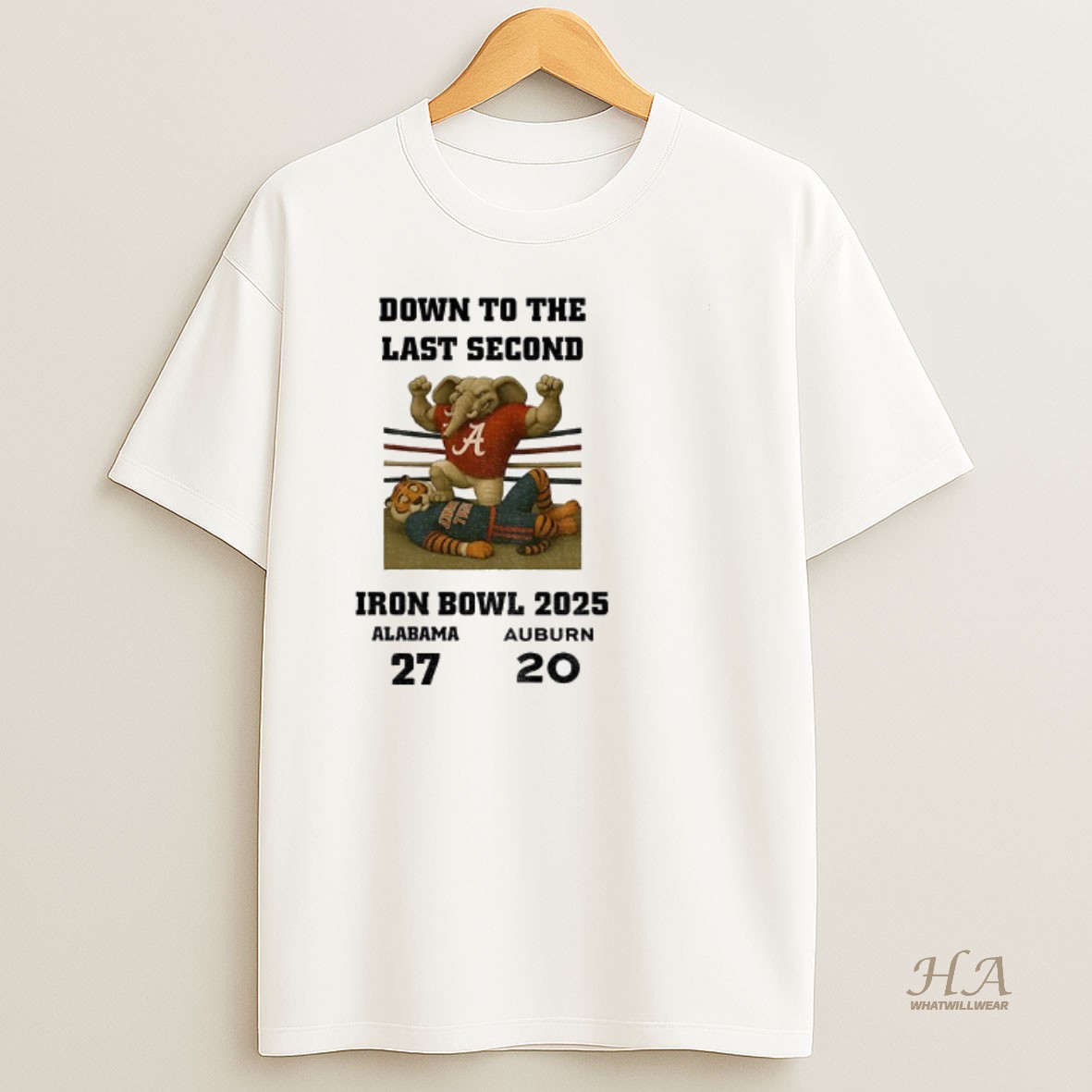Official Alabama Crimson Tide Football Beat Auburn Tigers Football Iron Bowl 2025 Game Day Down To The Last Second T Shirt