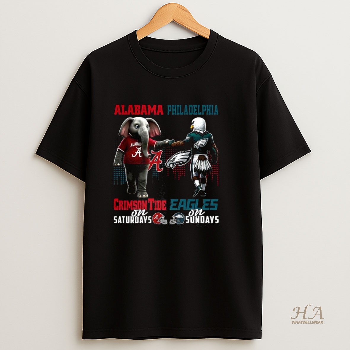 Official Alabama Crimson Tide On Saturdays Vs Philadelphia Eagles On Sundays Mascot Shirt