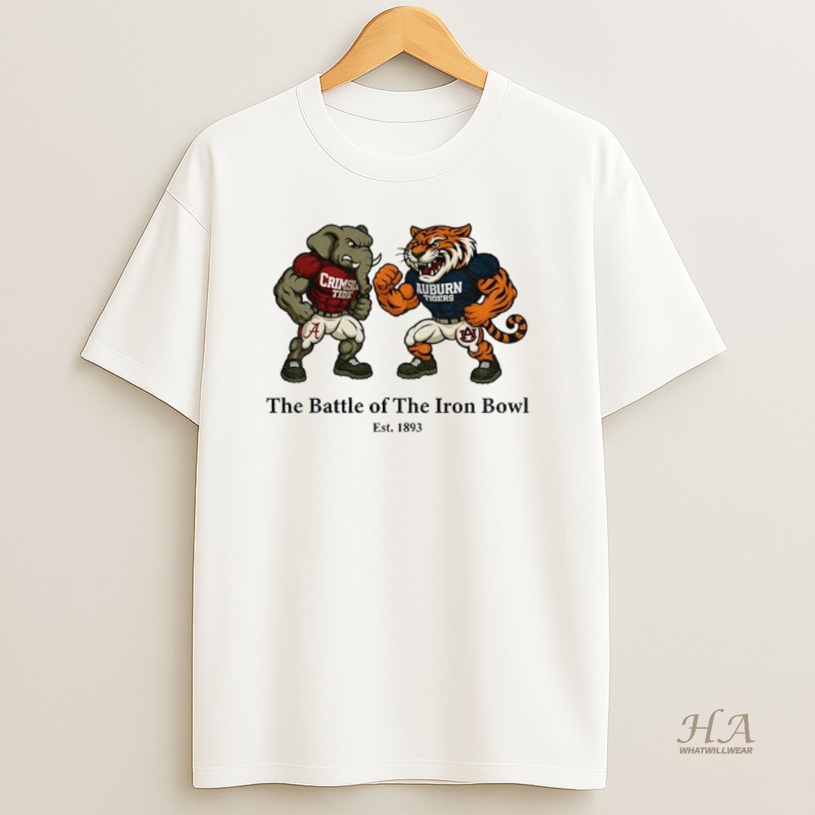Official Alabama Crimson Tide Vs Auburn Tigers Mascot Game Day The Battle Of The Iron Bowl Est 1893 T Shirt