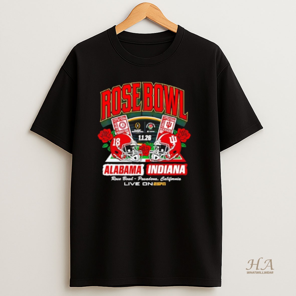 Official Alabama Crimson Tide Vs Indiana Hoosiers 2026 Rose Bowl Tickets T Shirt