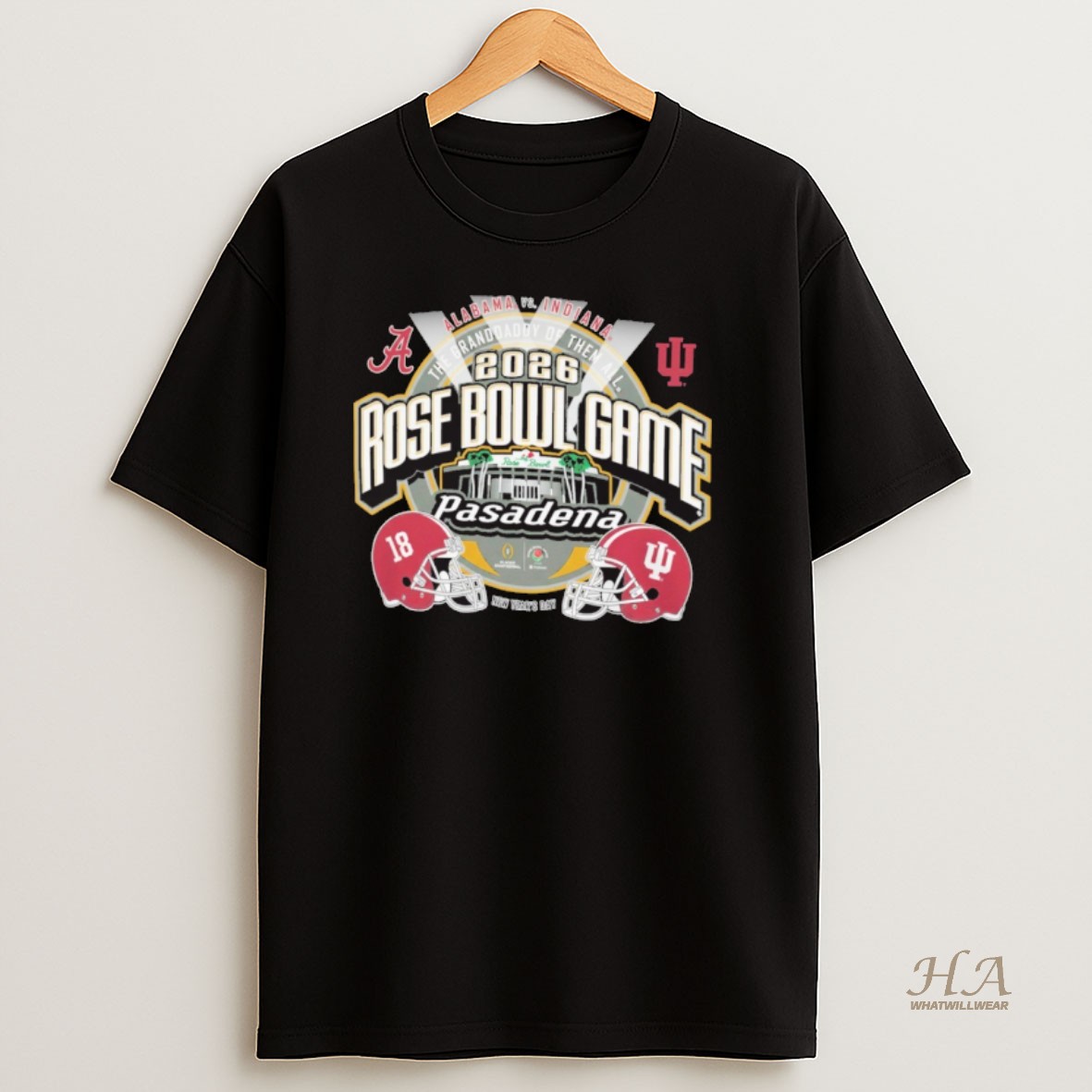 Official Alabama Vs Indiana Football 2026 Cfp Rose Bowl Game Head To Head The Granddaddy Of Them All New Years Day Helmets T Shirt