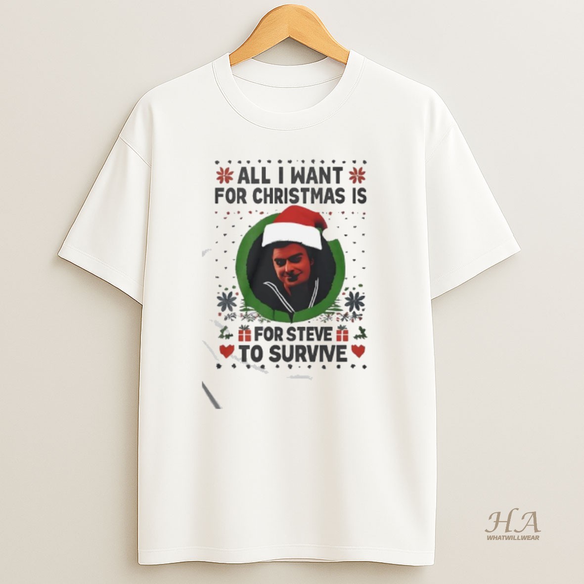 Official All I Want For Christmas Is Steve Harrington To Survive T Shirt