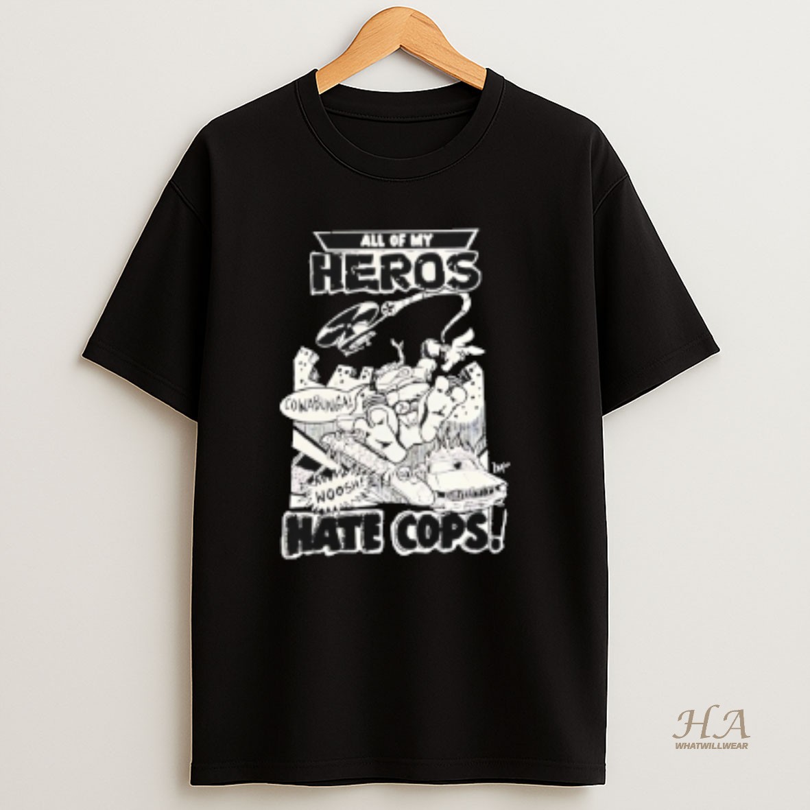 Official All My Heros Hate Cops Comic T Shirt