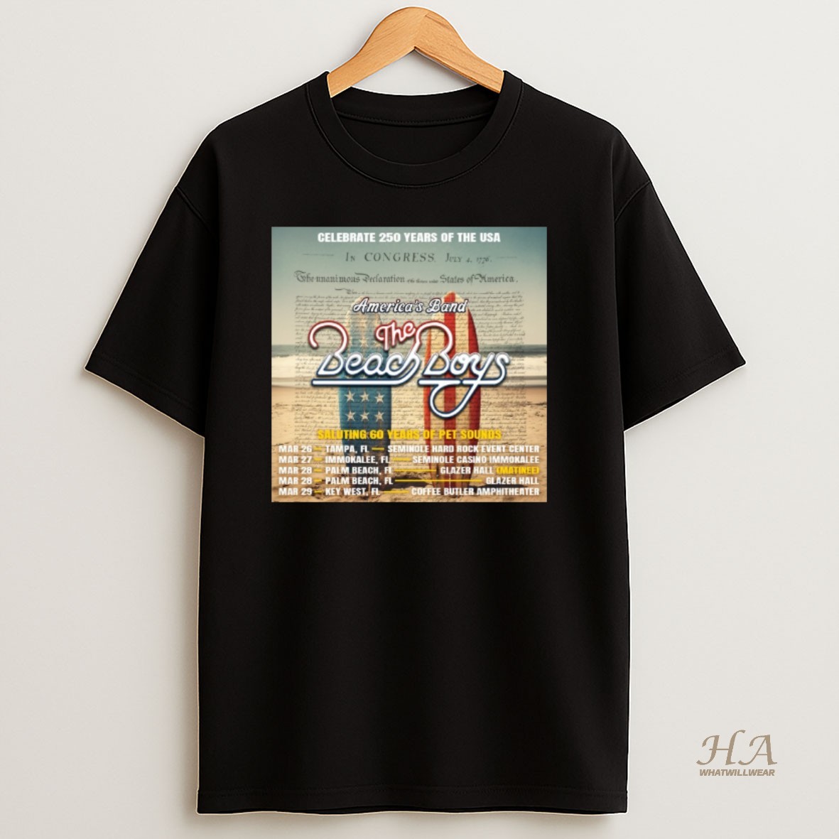 Official Americas Band The Beach Boys Saluting 60 Years Of Pet Sounds March 26 29 2026 T Shirt