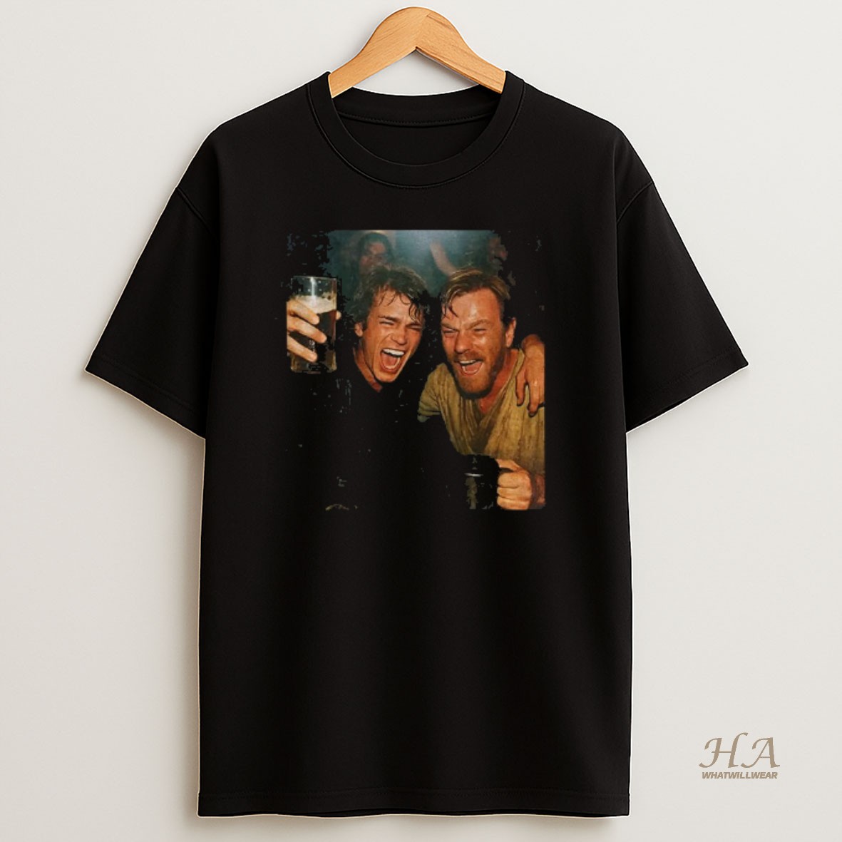Official Anakin Skywalker And Obi Wan Kenobi Drink Beer Photo Vintage Shirt