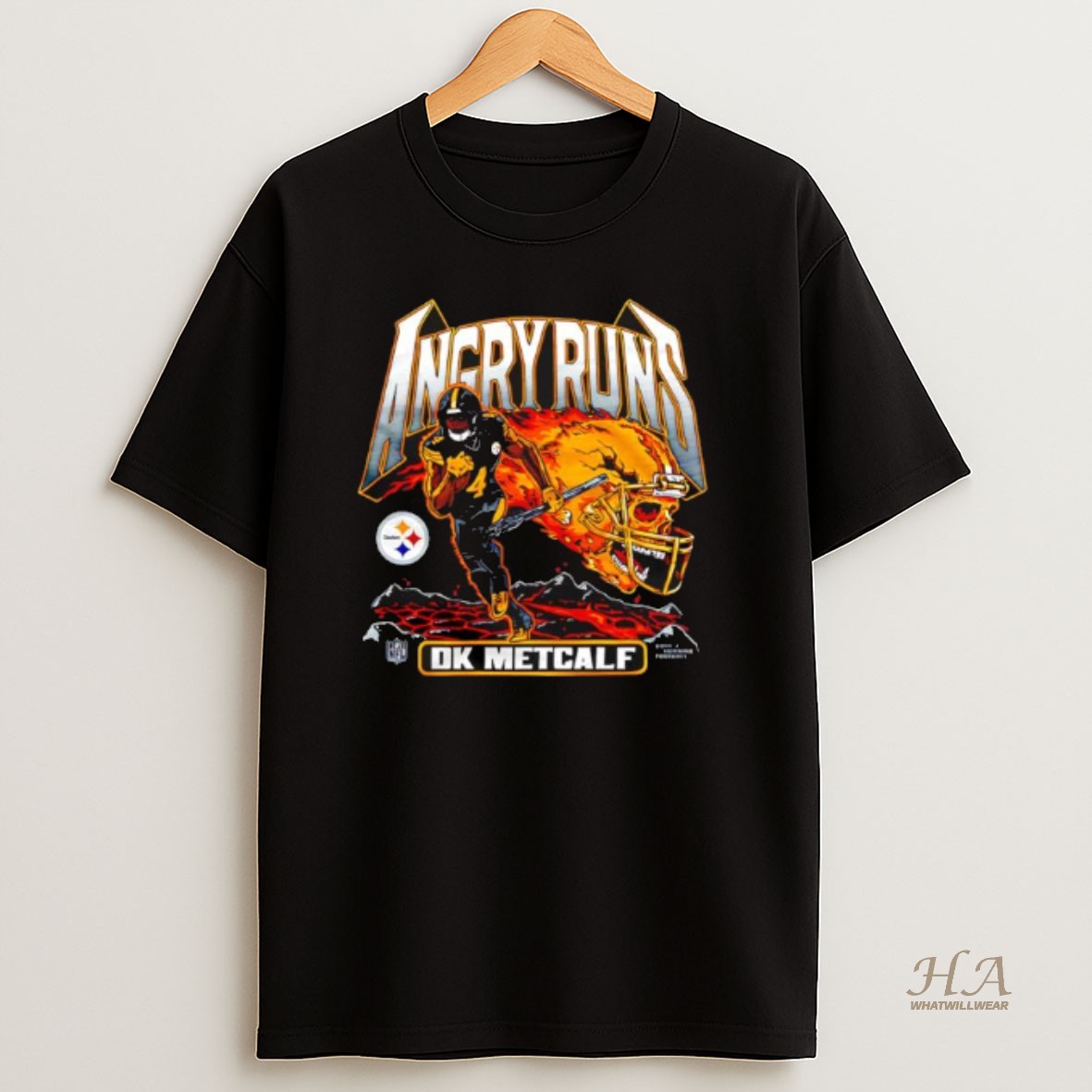 Official Angry Runs 2025 Steelers Dk Metcalf Pittsburgh Steelers T Shirt