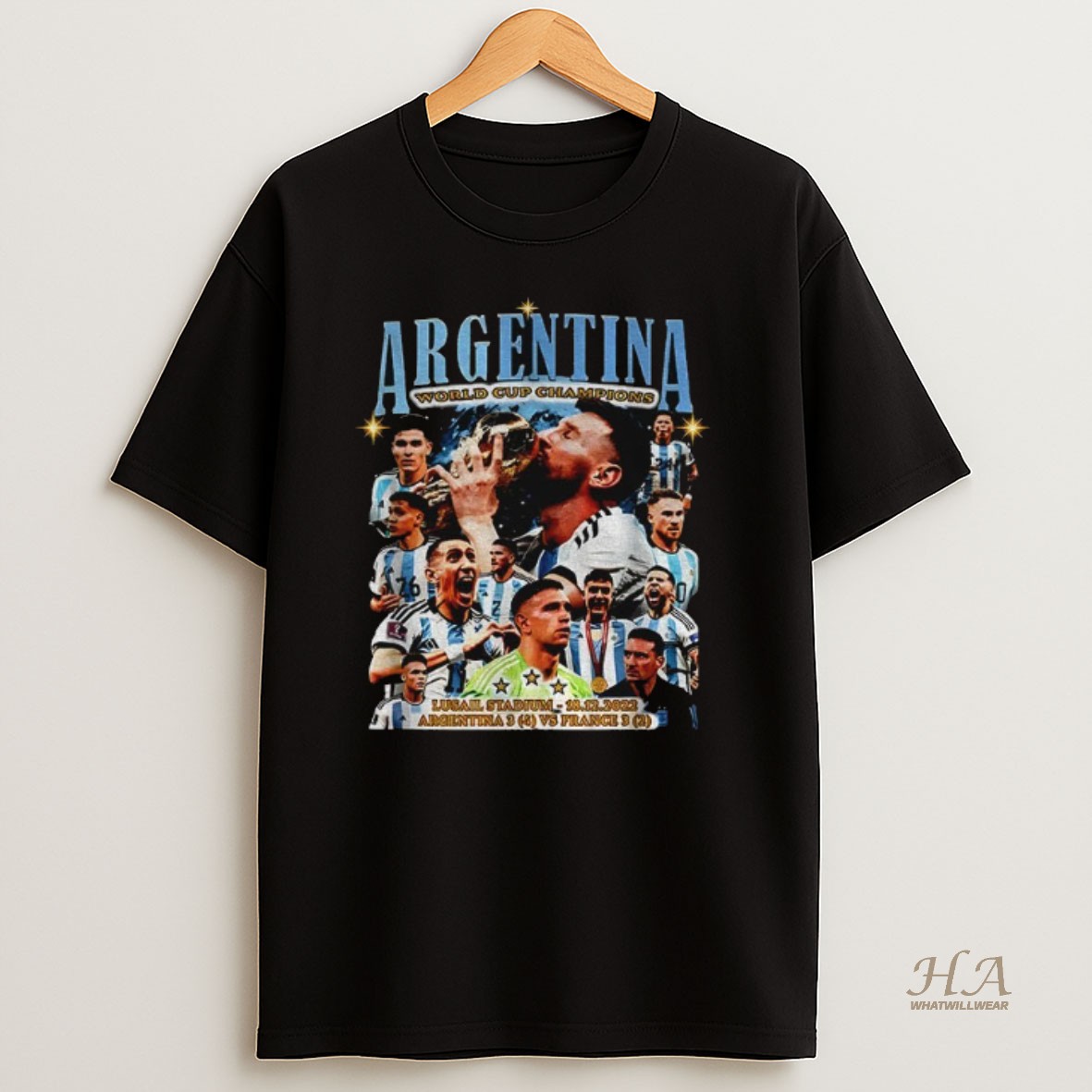 Official Argentina World Cup Champs Lusail Stadium Argentina Vs France Graphic Shirt