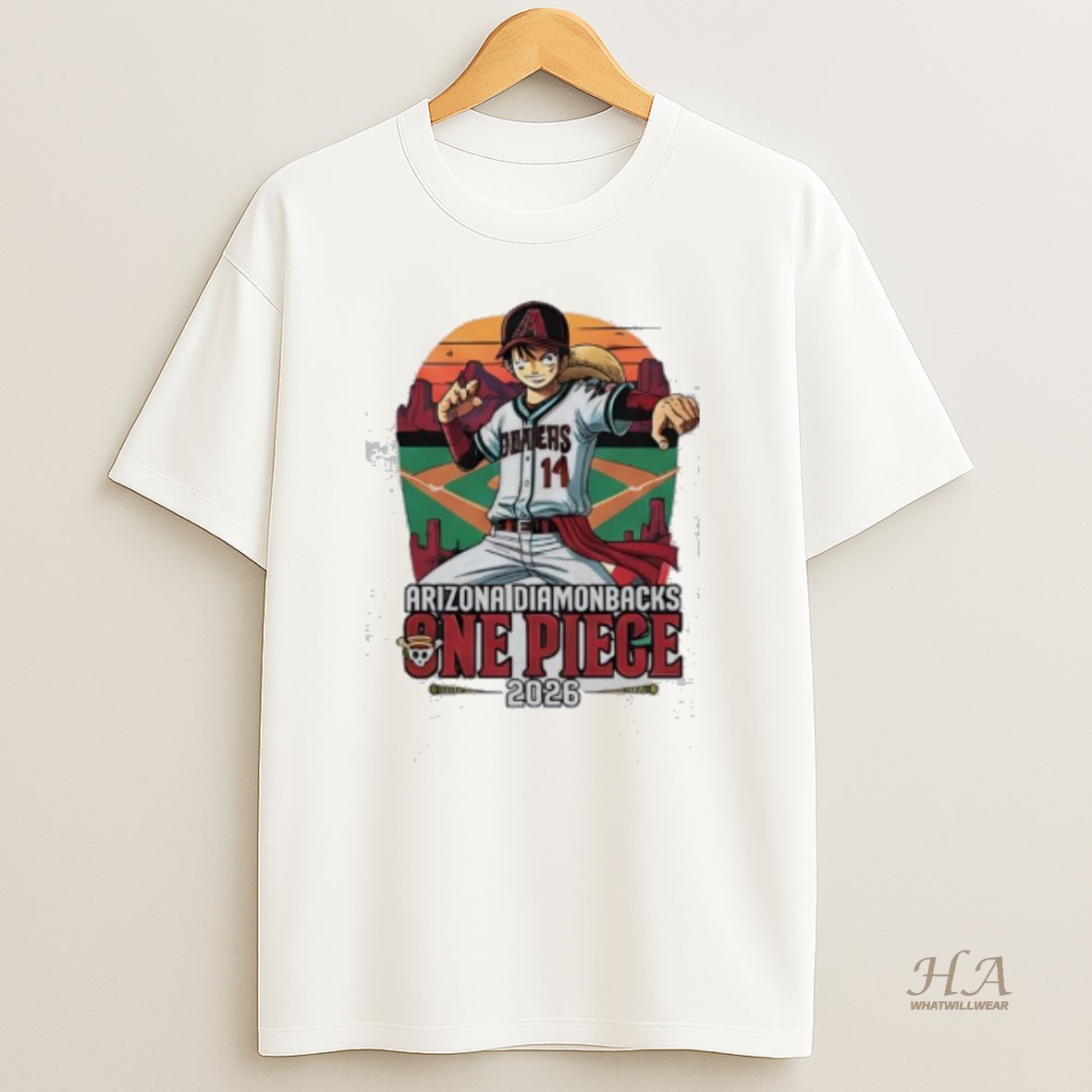 Official Arizona Diamondbacks One Piece 2026 Luffy T Shirt