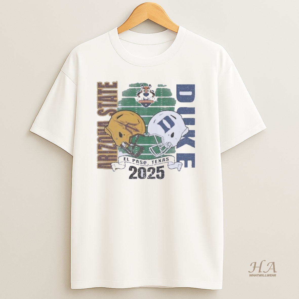 Official Arizona State Sun Devils Vs Duke Blue Devils 2025 Tony The Tiger Sun Bowl Bound Duel Helmet T Shirt