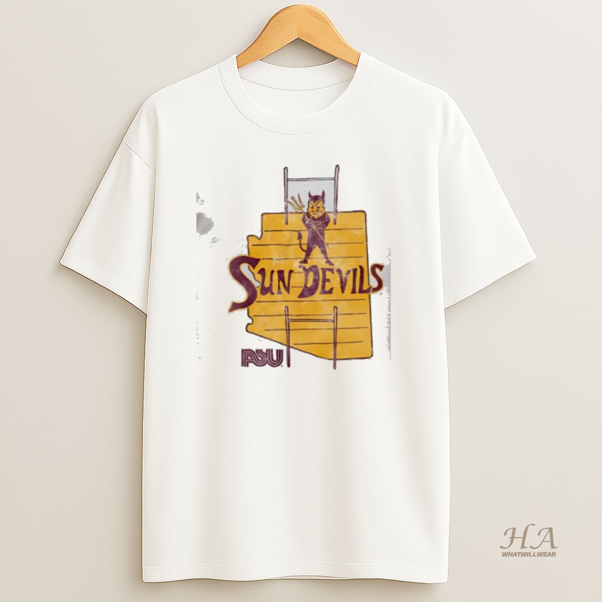 Official Arizona State Sun Devils Football Map Vintage T Shirt