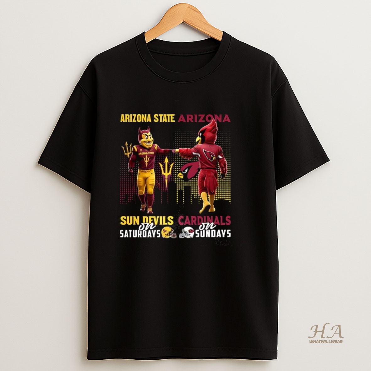 Official Arizona State Sun Devils On Saturdays Vs Arizona Cardinals On Sundays Mascot Shirt
